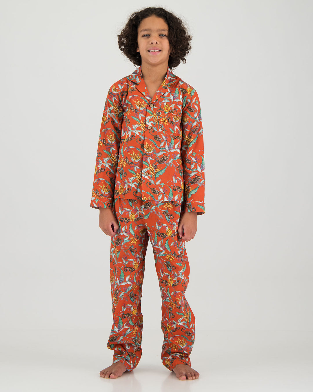 Boys Long Pyjamas Nag Apies on Orange Front - Woodstock Laundry