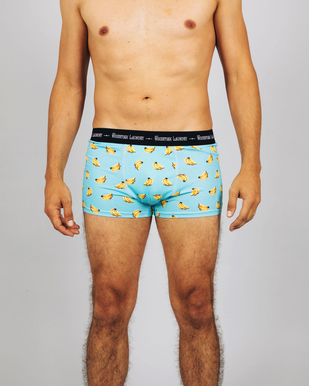 Mens Boxer Briefs - Bananas on Blue Front - Woodstock Laundry