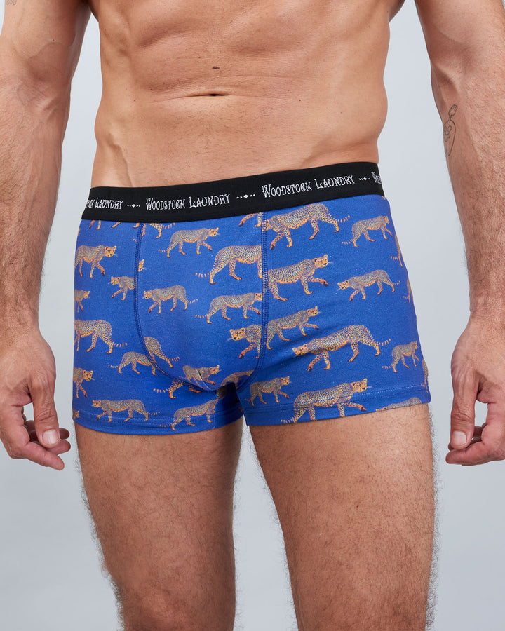 Mens Boxer Briefs - Cheetahs on Blue