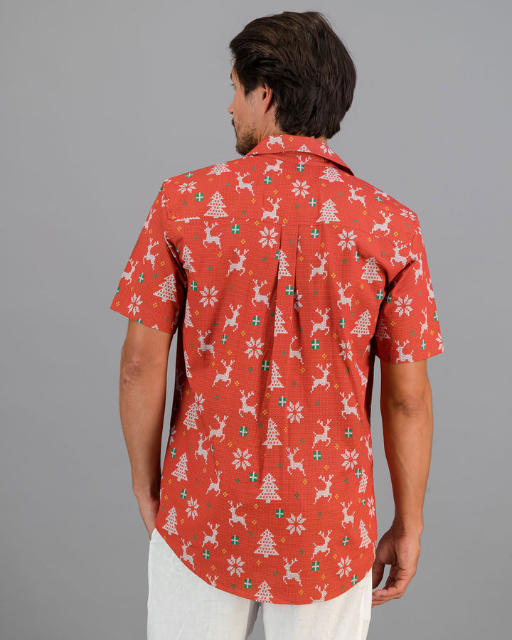 Mens Holiday Shirt Christmas Red Back - Woodstock Laundry