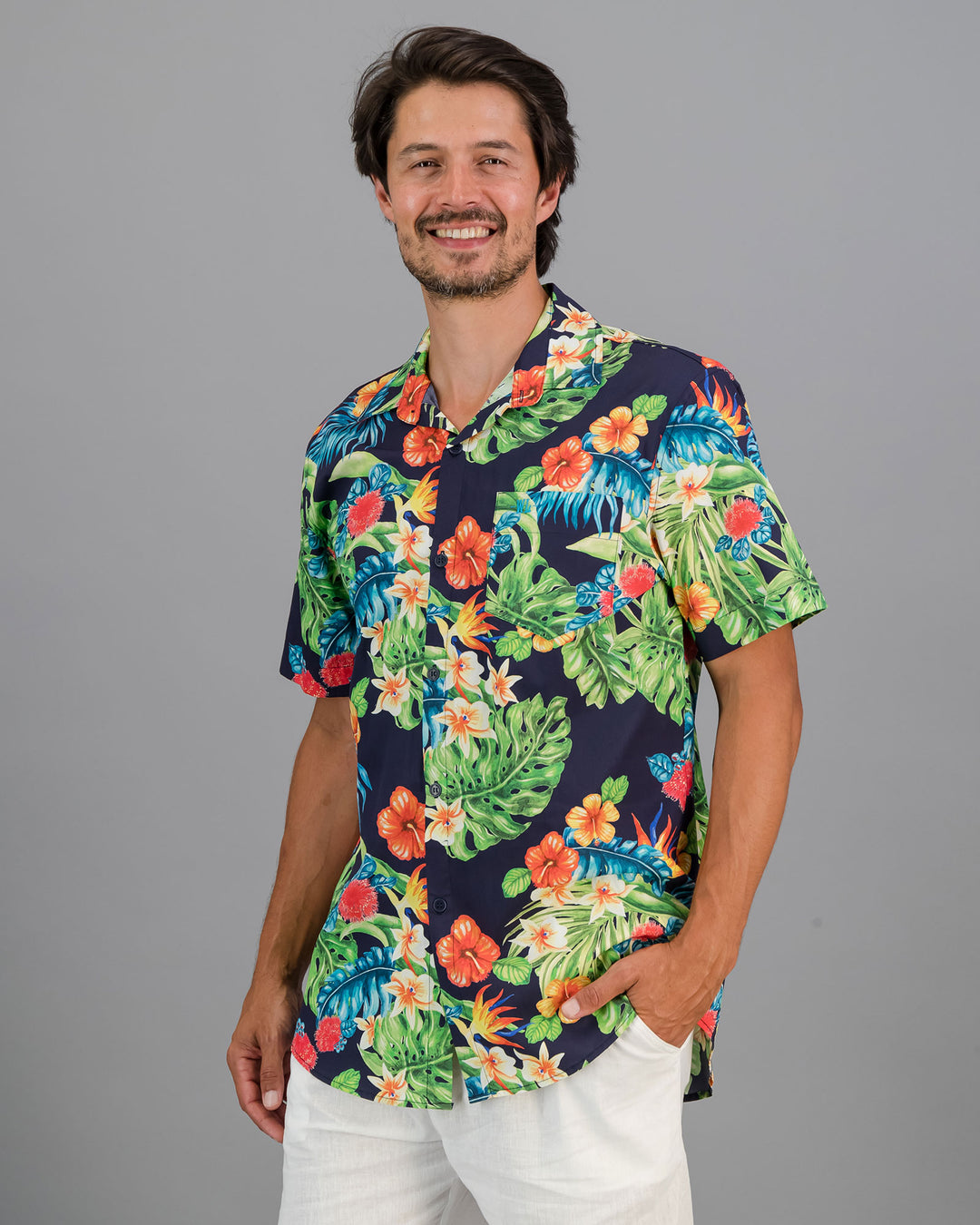 Mens Woven Holiday Shirt Magnum Front - Woodstock Laundry