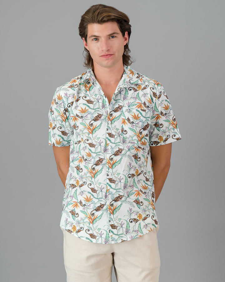 Mens Holiday Shirt Nag Apies White Front - Woodstock Laundry