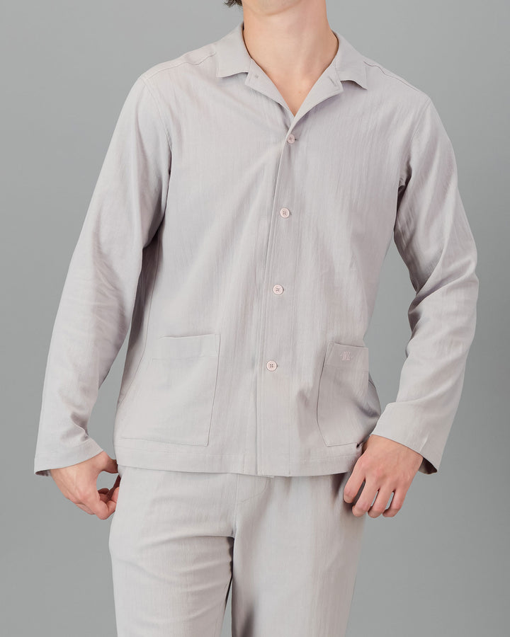 Mens HOT Cotton Long Pyjama Set Grey Close - Woodstock Laundry