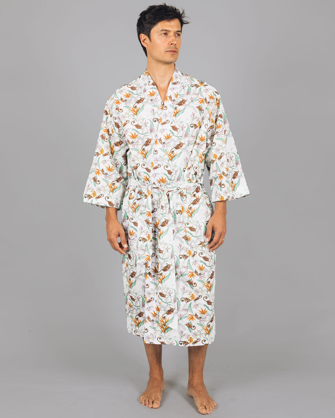 Unisex Kimono Nag Apies White Front - Woodstock Laundry