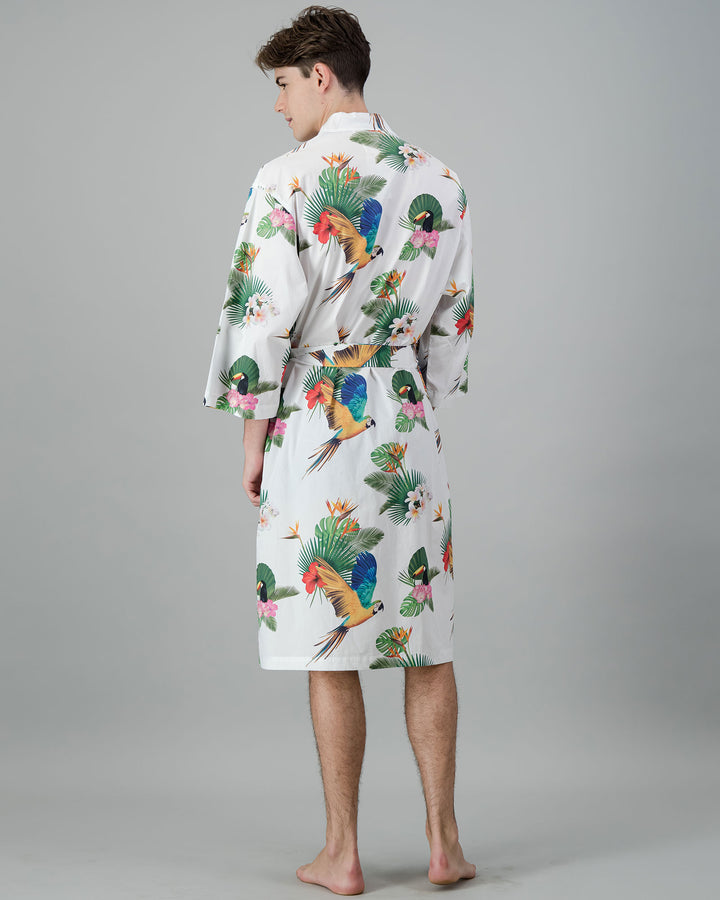 Mens Kimono Paradise White Back - Woodstock Laundry