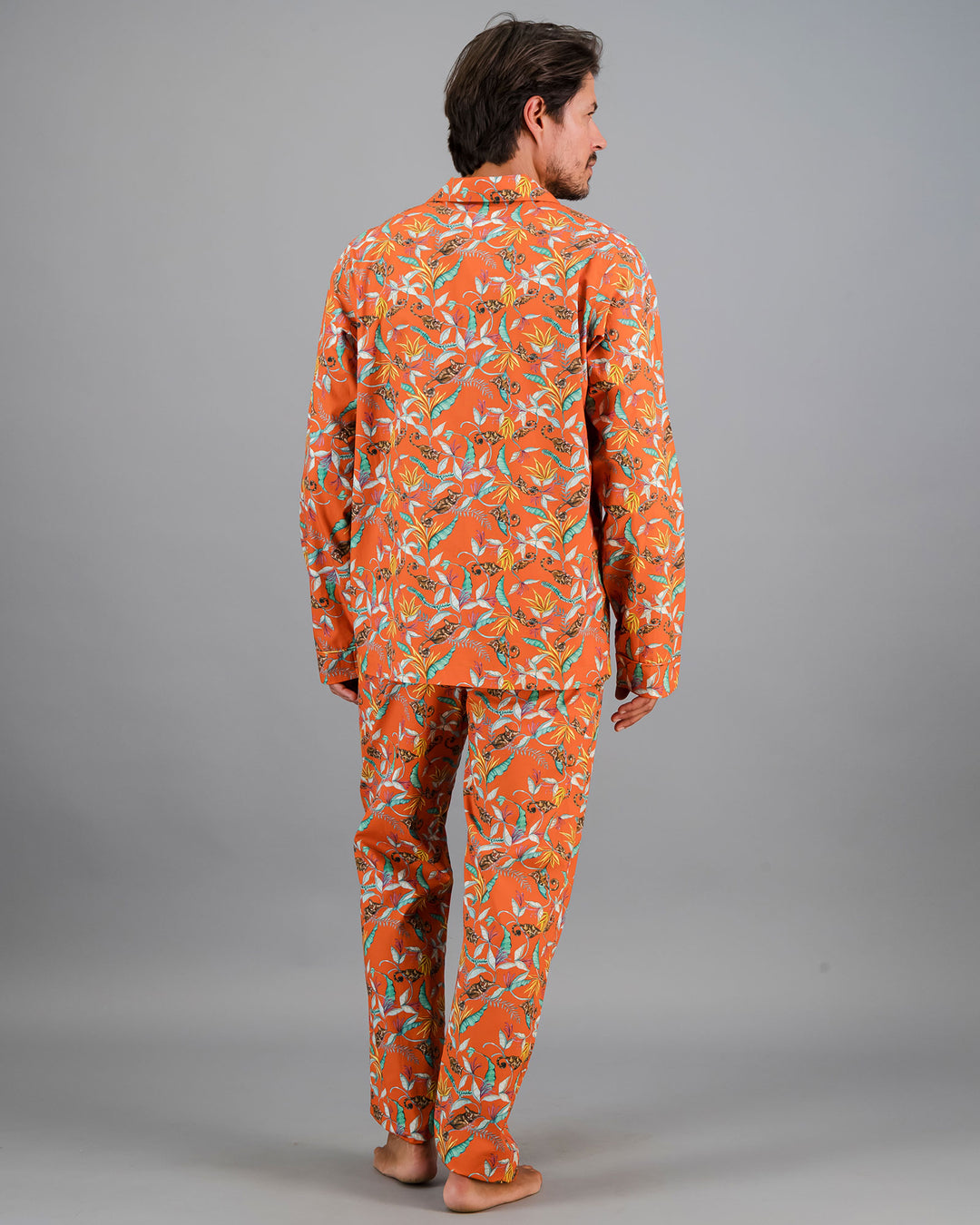 Mens Long Pyjama Set Nag Apies Orange