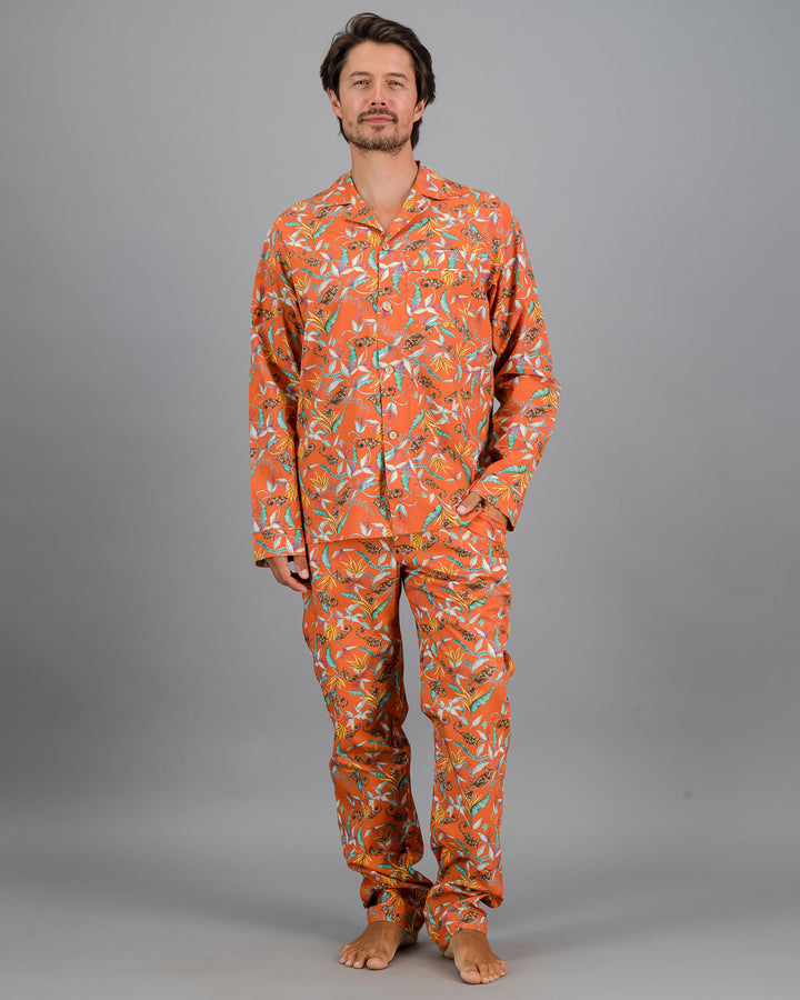 Mens Long Pyjama Set Nag Apies Orange