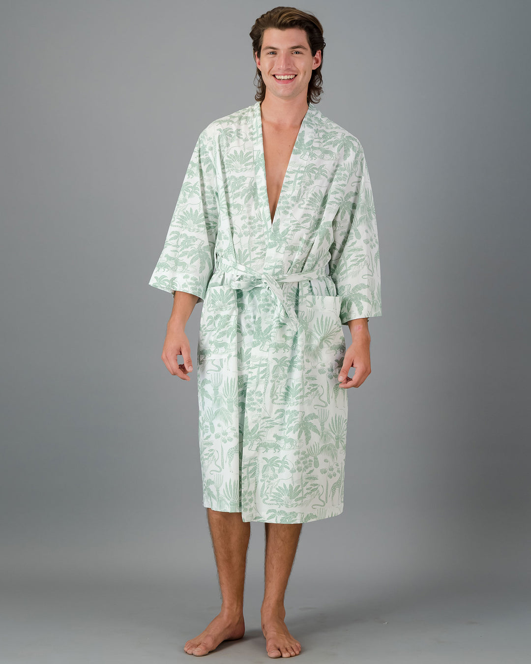 Unisex Kimono Mono Safari Sage Front - Woodstock Laundry