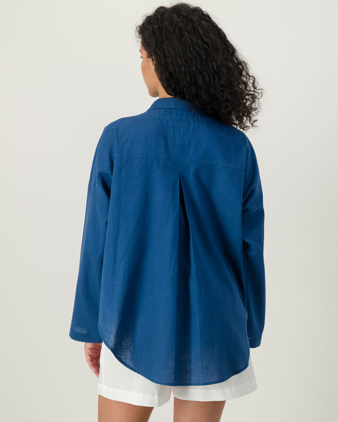 Womens Linen Flow Shirt - Denim Back - Woodstock Laundry