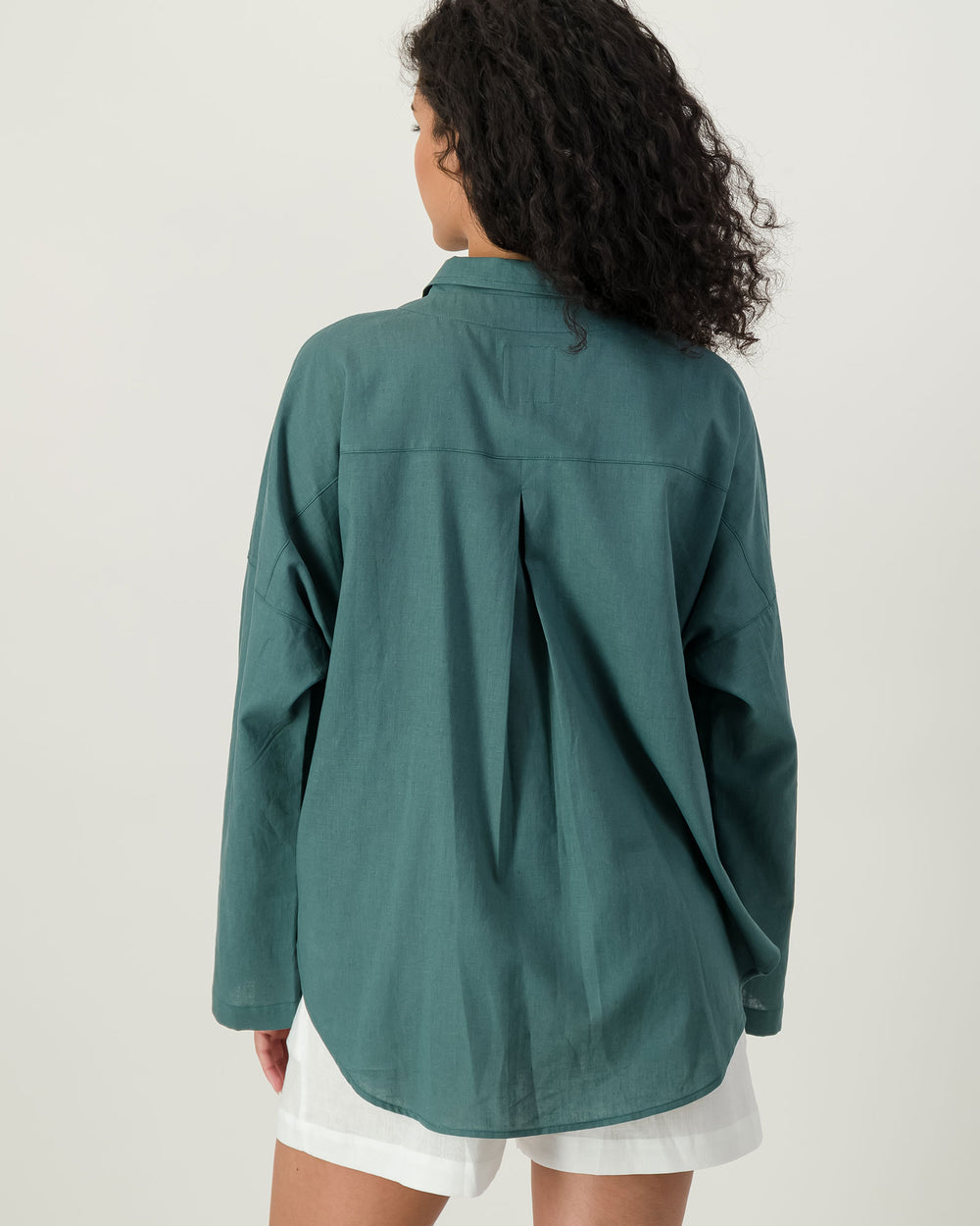 Womens Flow Shirt Forest Green Back - Woodstock Laundry