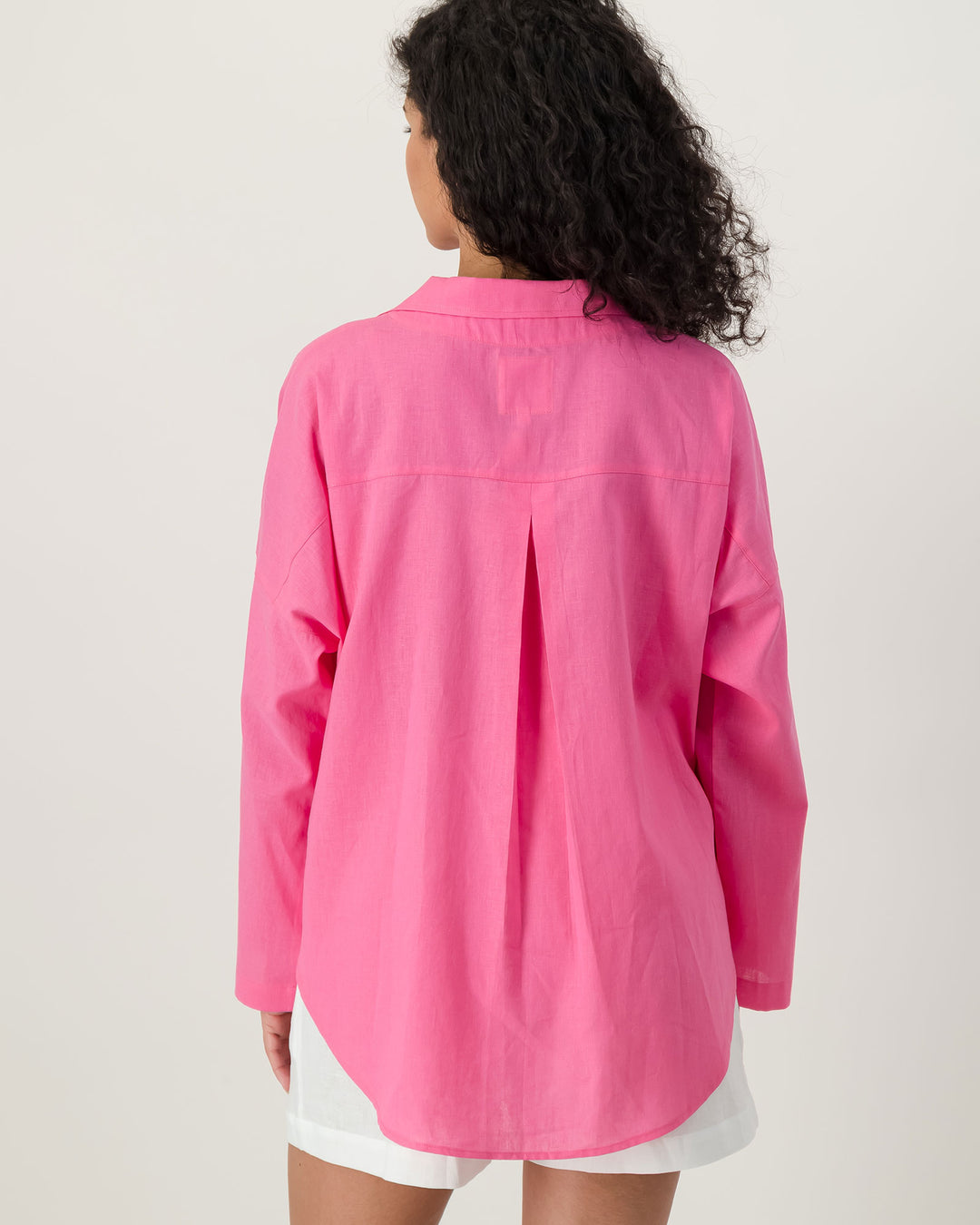 Womens Linen Flow Shirt - Pink Back - Woodstock Laundry