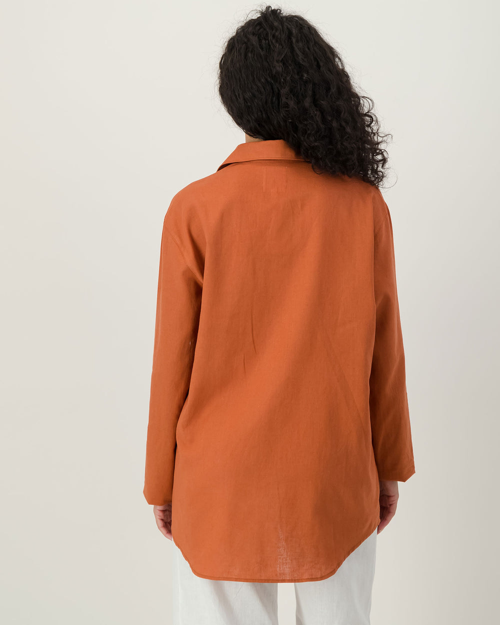 Womens Linen Over Shirt - Rust Back - Woodstock Laundry