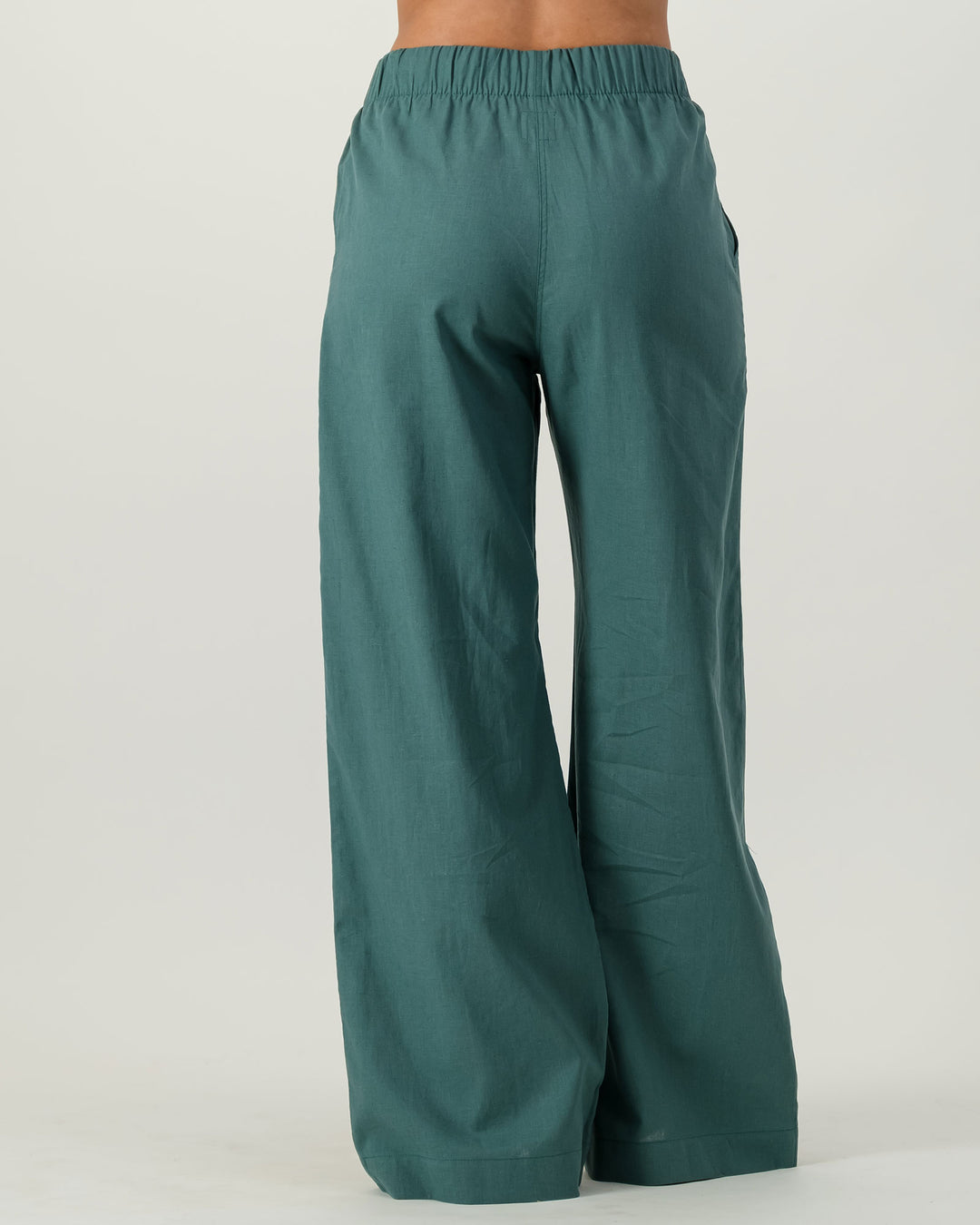 Womens Linen Pants Forest Green Back - Woodstock Laundry