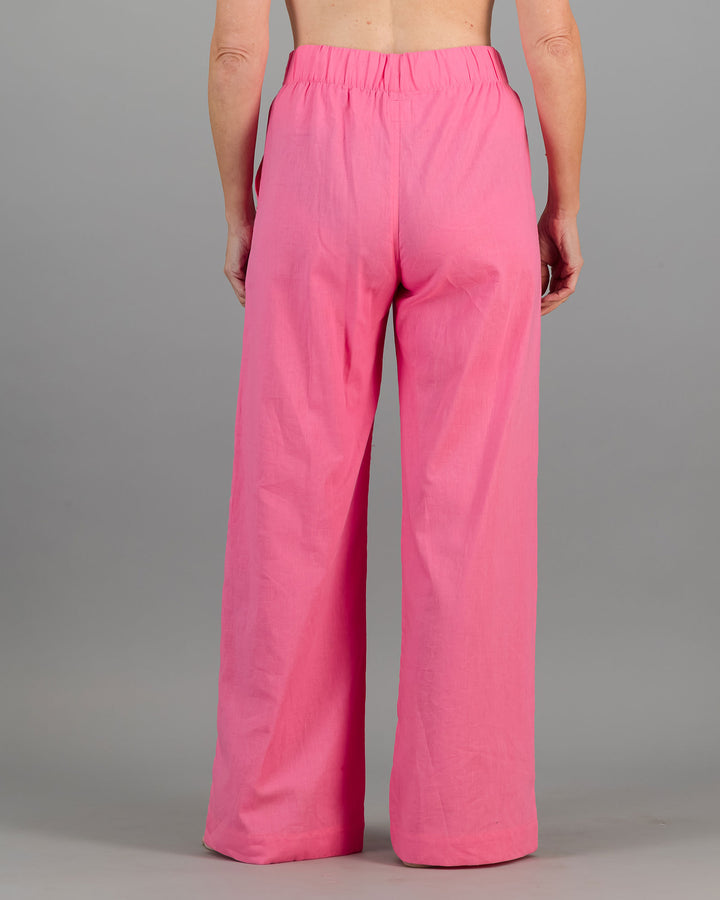 Womens Linen Pants Pink Back - Woodstock Laundry