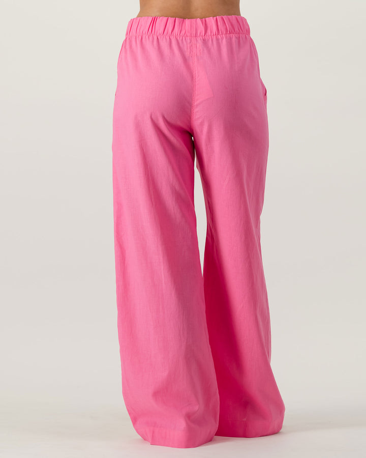 Womens Linen Pants Pink Back - Woodstock Laundry