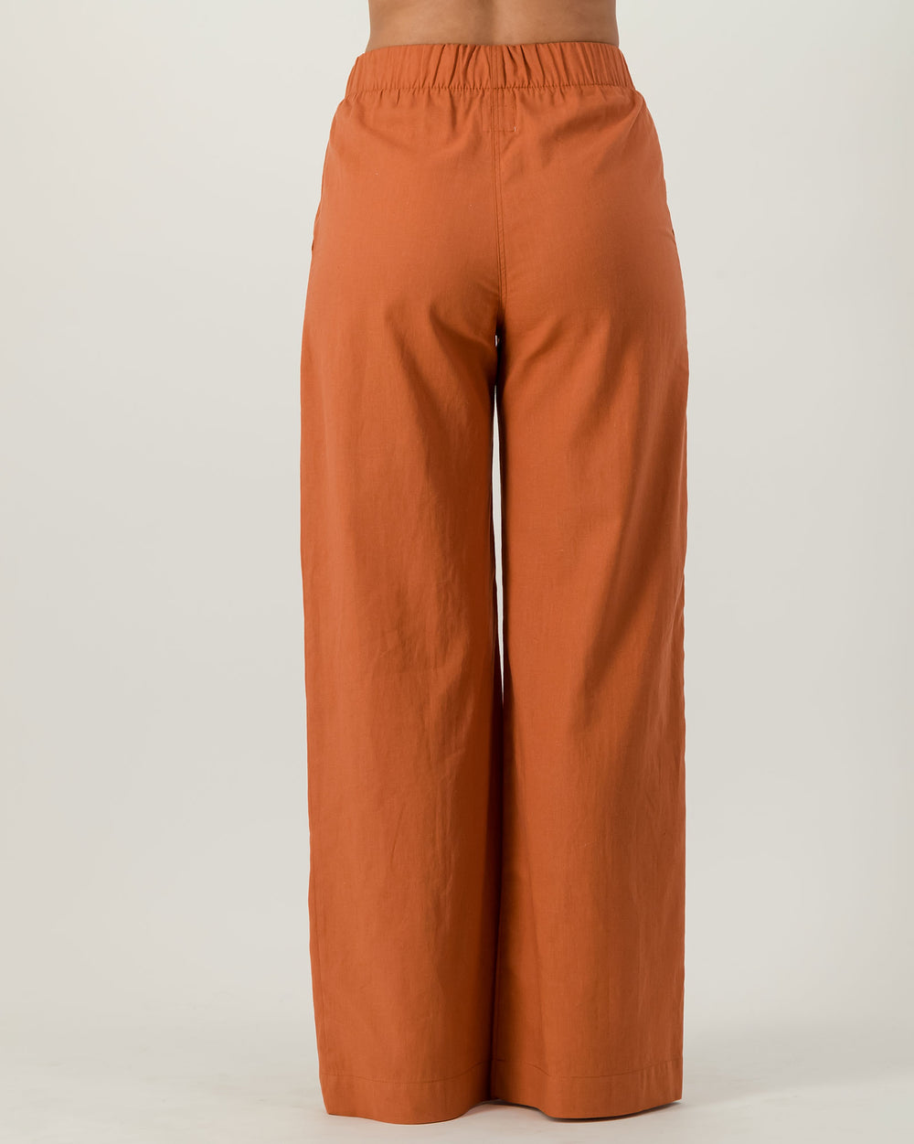 Womens Linen Pants Rust Back - Woodstock Laundry