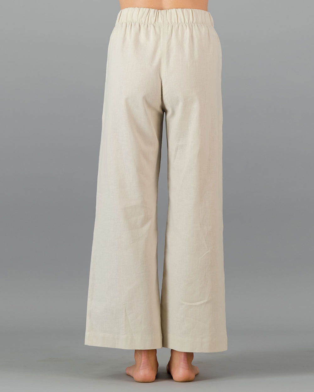 Womens Linen Pants Natural Sand Back - Woodstock Laundry