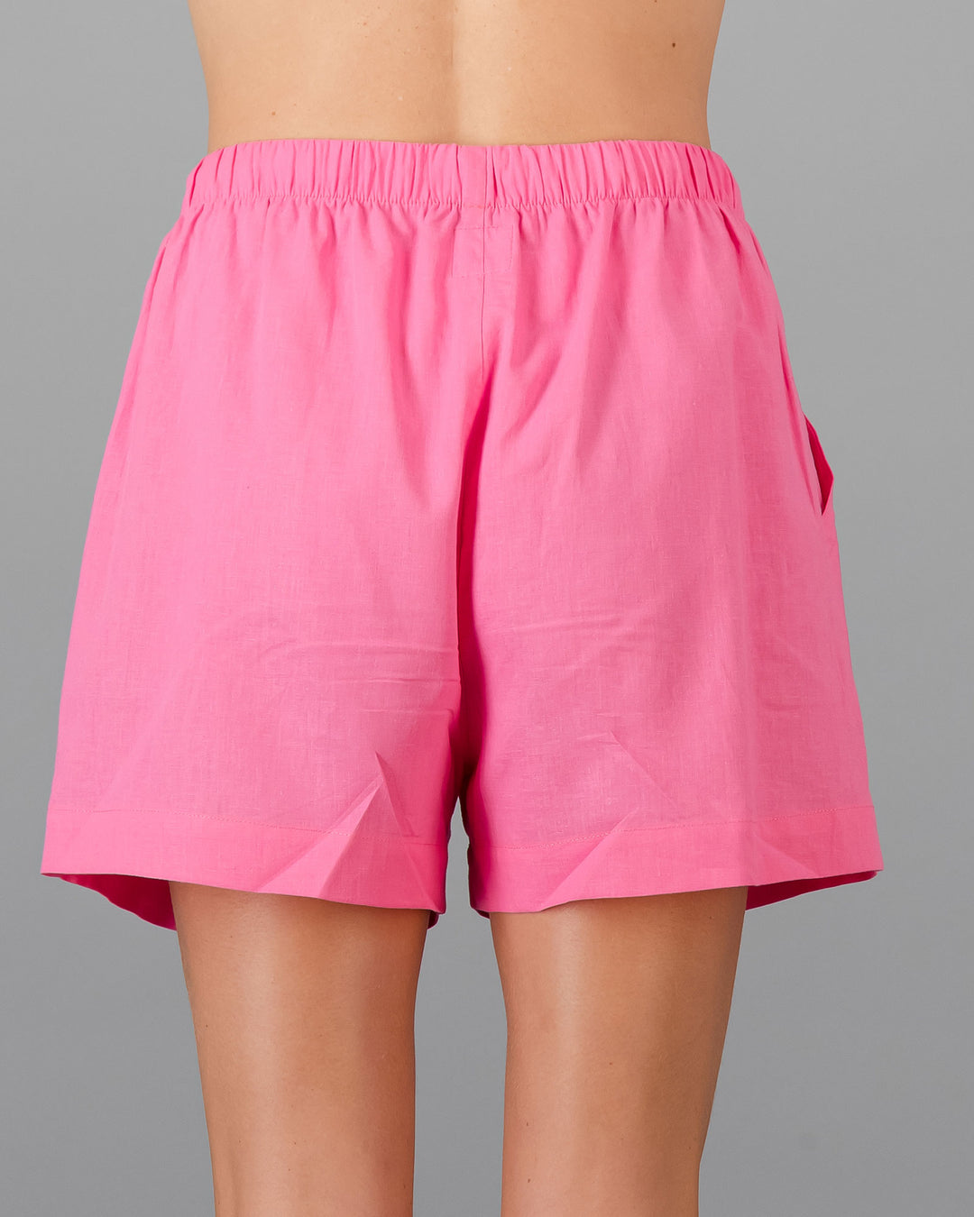 Womens Linen Shorts - Pink Back - Woodstock Laundry