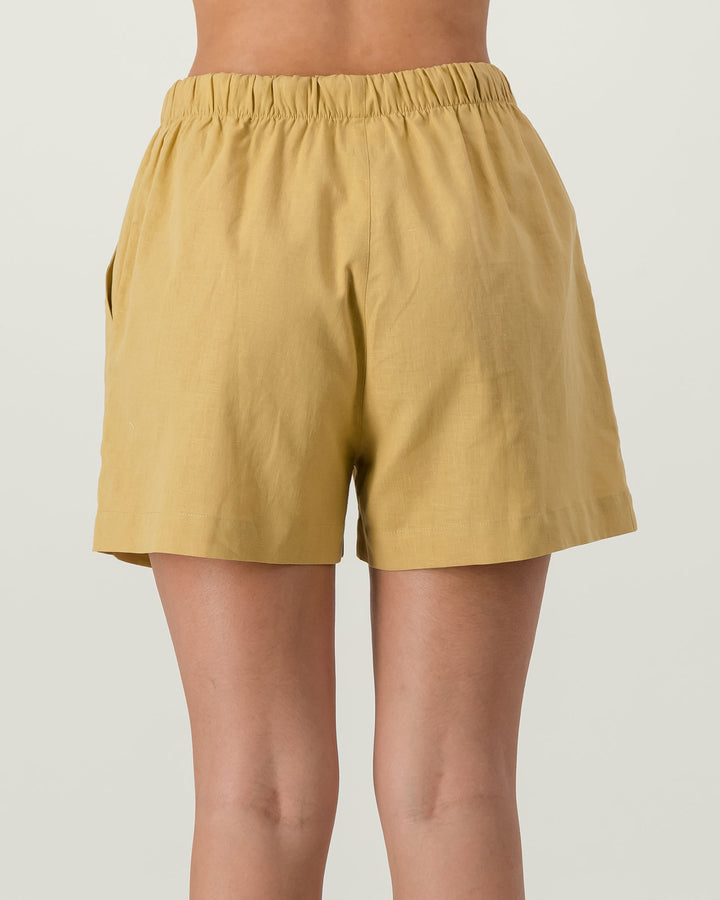 Womens Linen Shorts Sahara Back - Woodstock Laundry