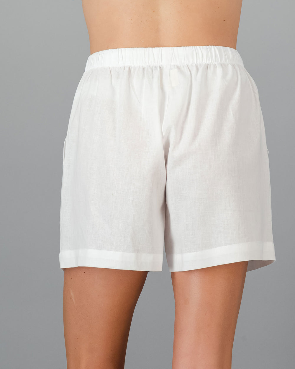 Womens Linen Shorts - White Back - Woodstock Laundry