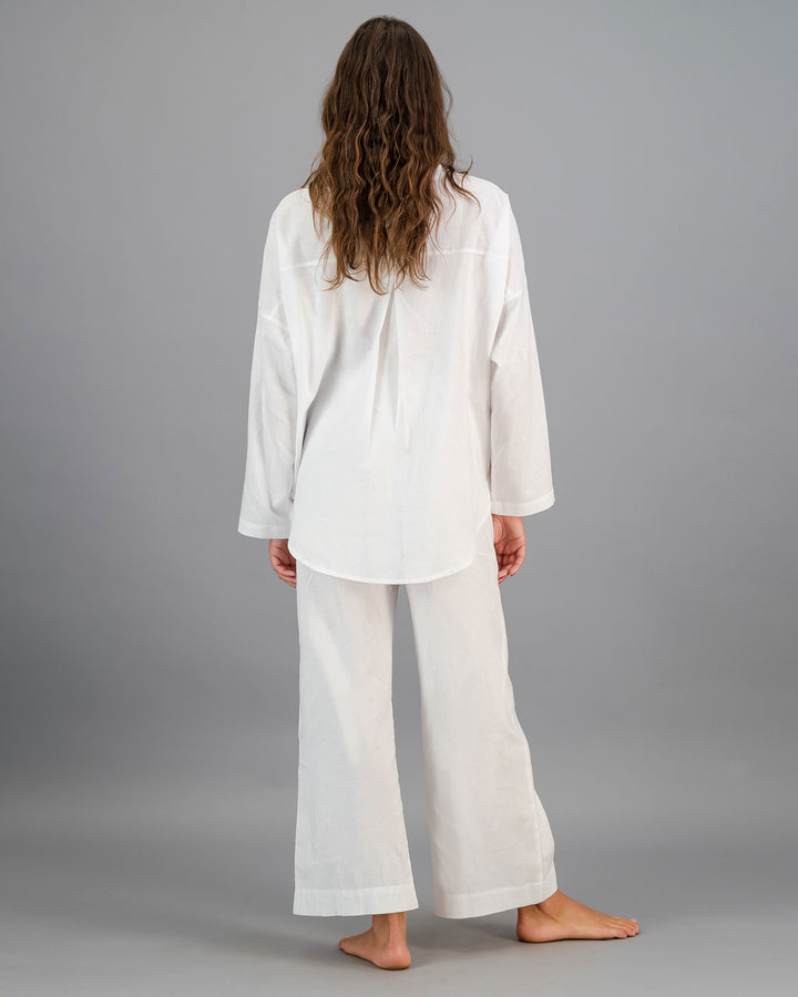 Womens Linen Flow Shirt - White Back Full - Woodstock Laundry