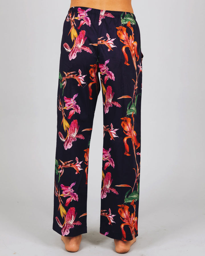 Womens Lounge Pants - Iris on Navy Back - Woodstock Laundry