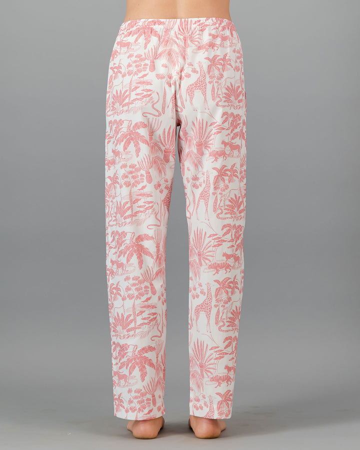 Womens Lounge Pants Mono Safari Pink Back - Woodstock Laundry