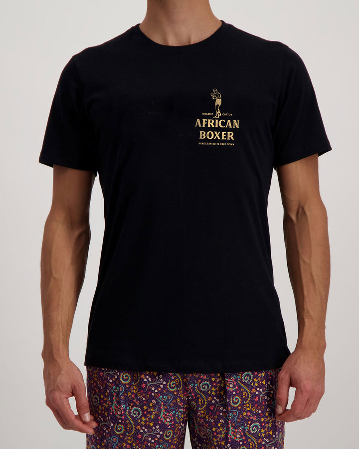 Mens Black T-Shirt - African Boxer