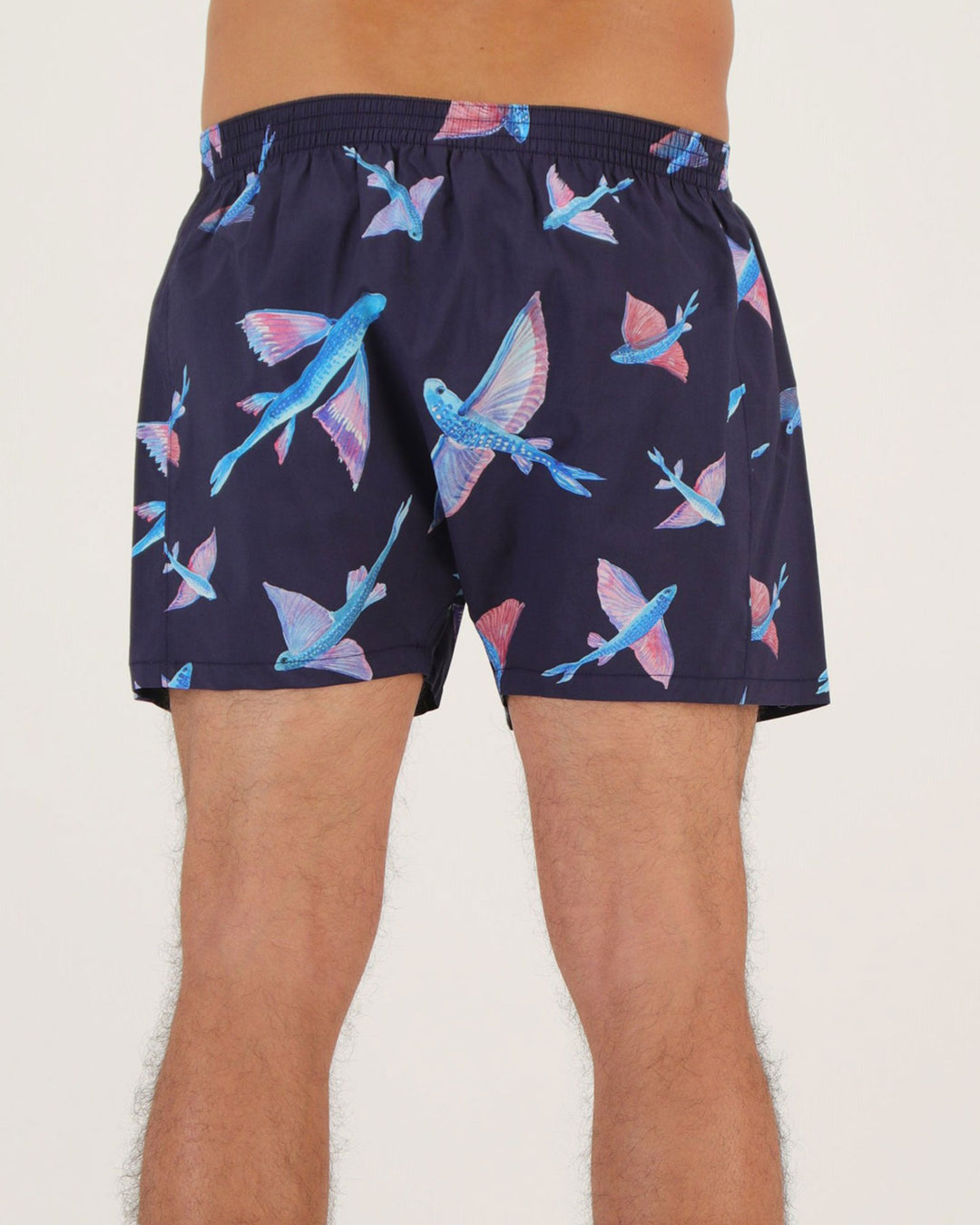 Mens Boxer Shorts - Flying Fish on Navy