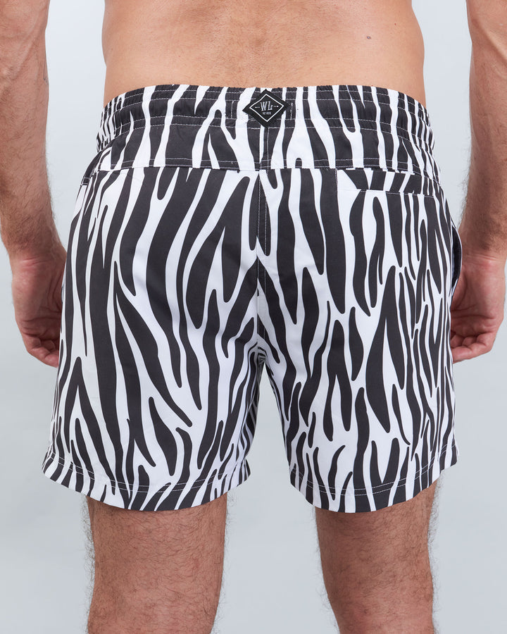 Mens Swim Shorts Zebra Back - Woodstock Laundry