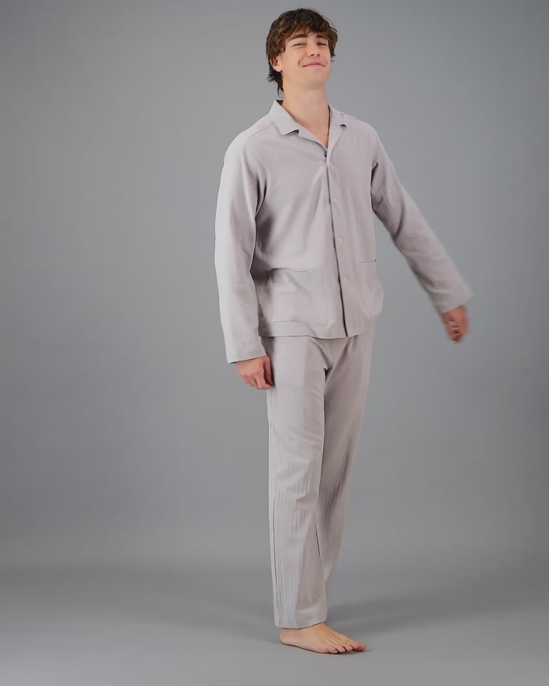 Mens HOT Cotton Long Pyjama Set Grey Video - Woodstock Laundry