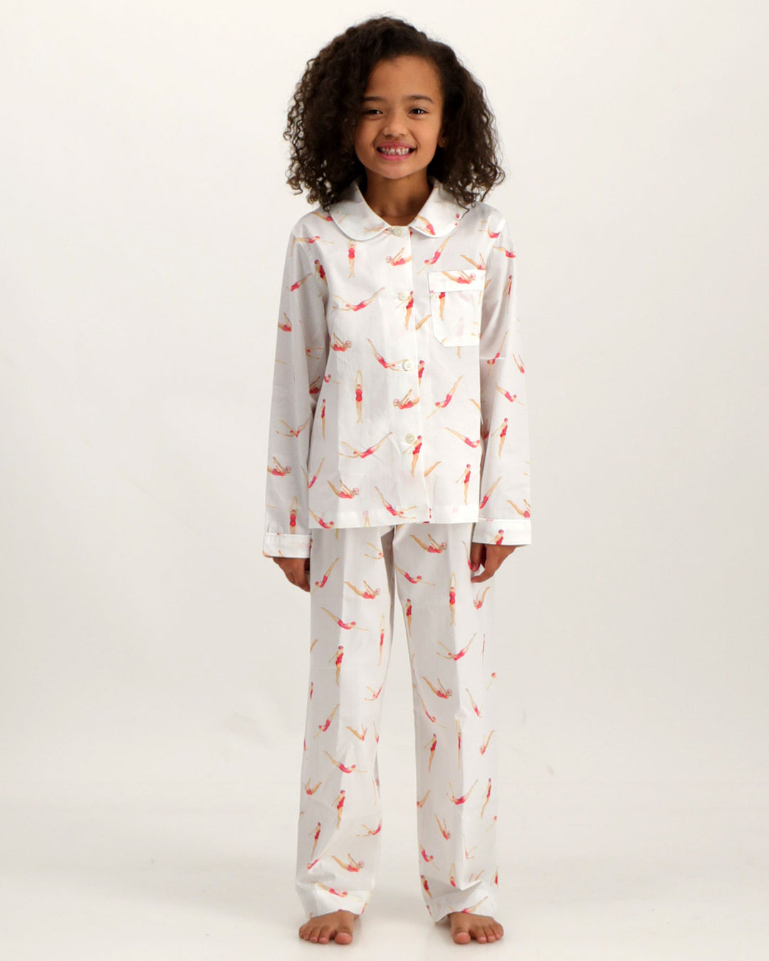 Girls Long Pyjamas Divers White - Woodstock Laundry