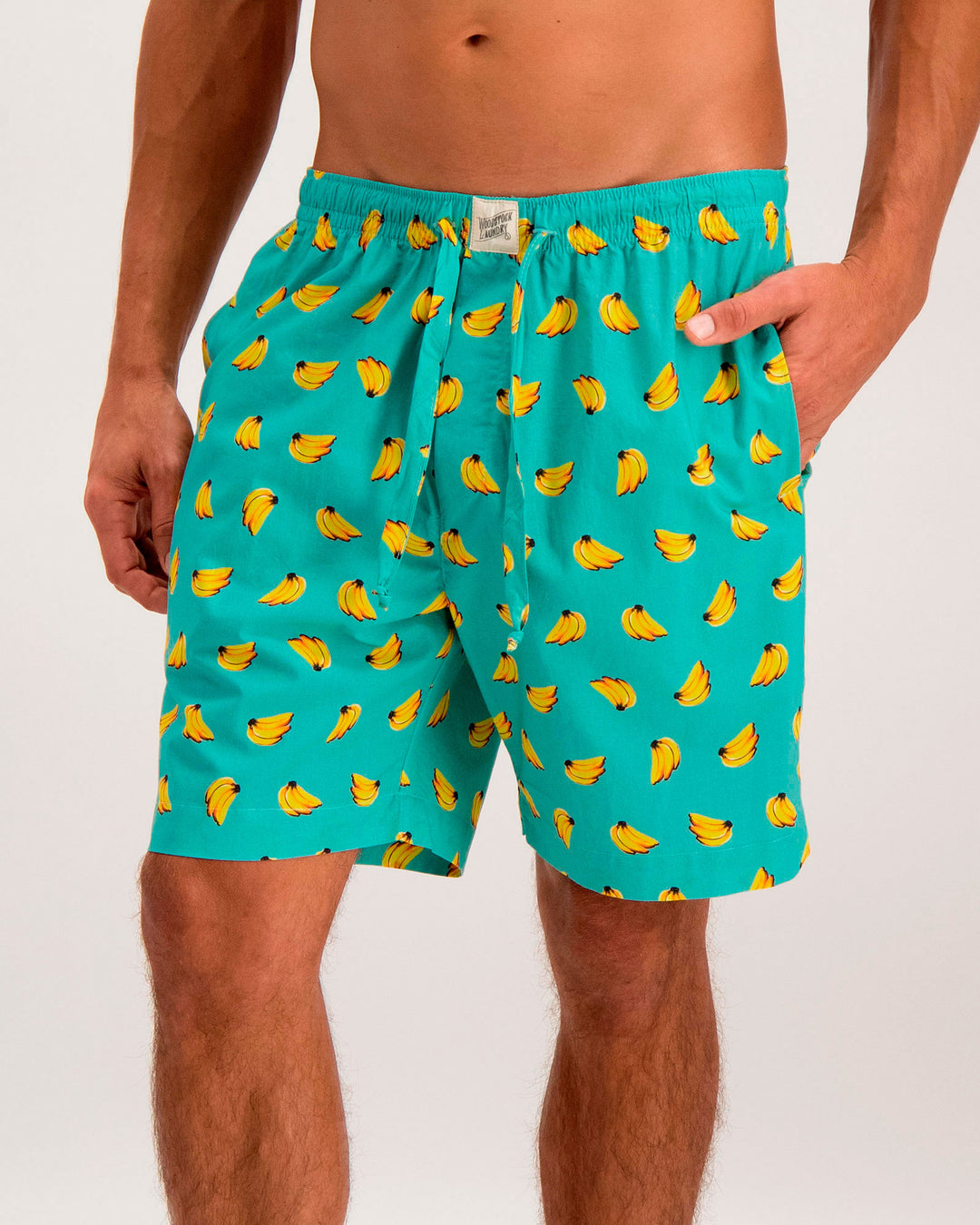 Mens Lounge Shorts Bananas Front - Woodstock Laundry