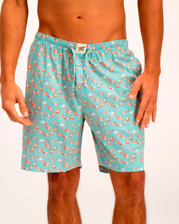 Mens Lounge Shorts Flamenco-Flamingo Blue